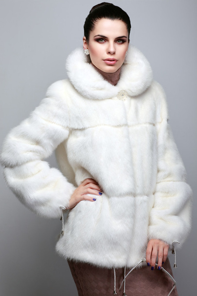 A photo of sexual beautiful girl is in fur clothes - Fotoğraf, Görsel