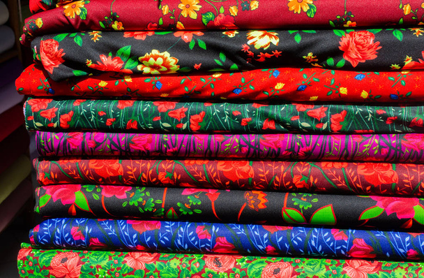 Examples of colorful fabric of various color and type - Photo, Image