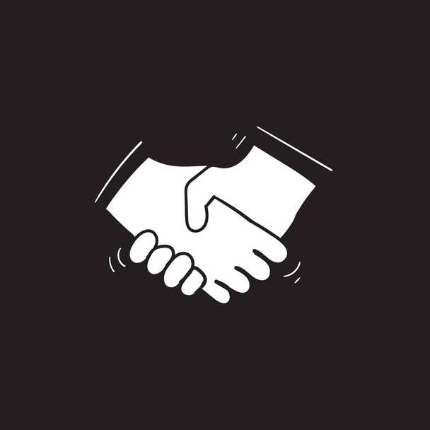 hand drawn handshake illustration with doodle style vector isolated - Vector, Image