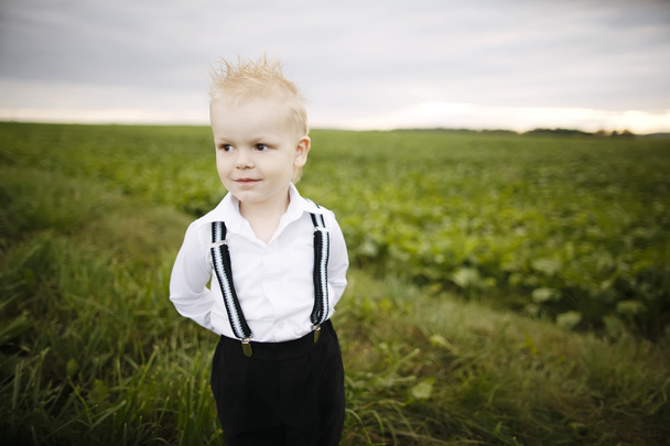 little boy in green field - Foto, imagen