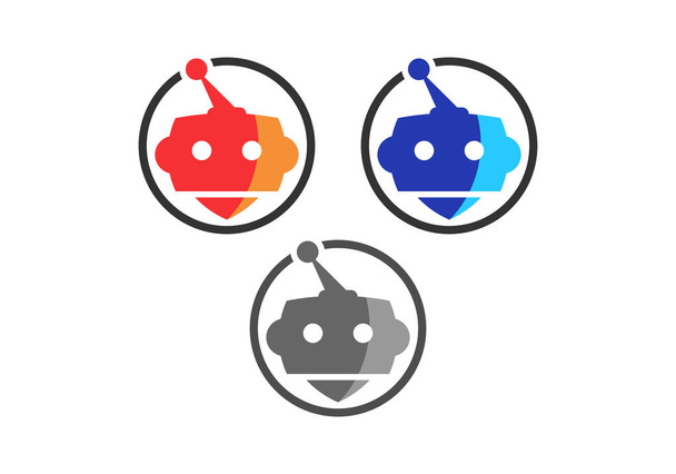 Signo del logotipo del robot en un círculo sobre fondo blanco. Icono lindo robot Vector ilustración
 - Vector, imagen