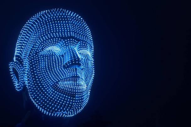 verlicht robothoofd, symbool voor de betekenis van kunstmatige intelligentie - Foto, afbeelding