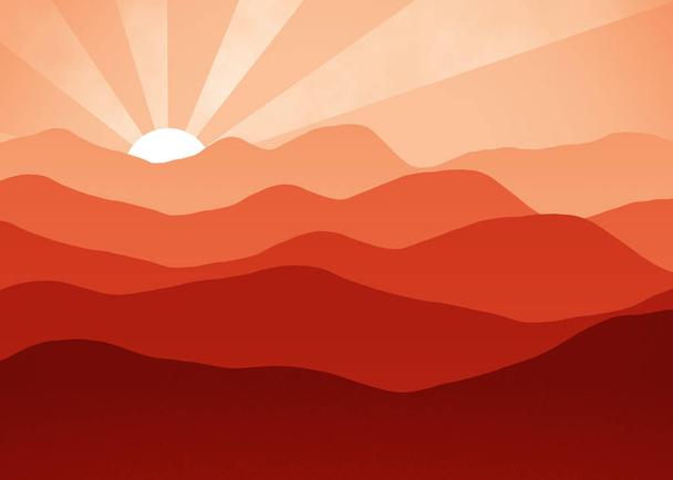 Alba Rossa - Finestra vista paesaggio montano - Raggi sfondo - Mattina appannata
 - Foto, immagini