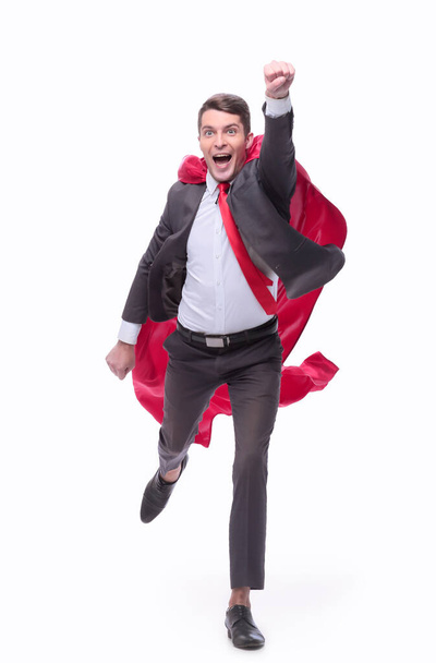 full length . happy businessman superhero runs towards his goal. - Фото, зображення