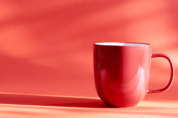 Coffee cup on the color background. Tea mug. - Photo, image