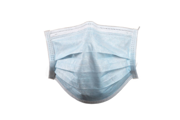 blue disposable surgical face masks with front face shape - Photo, Image