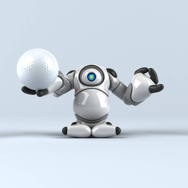 Big robot  with ball - 3D Illustration - Foto, immagini