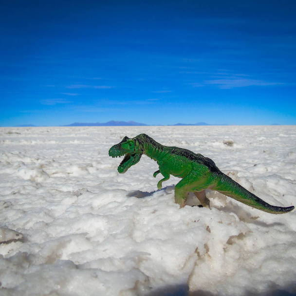 Hračkový dinosaurus v Salar de Uyuni - Fotografie, Obrázek
