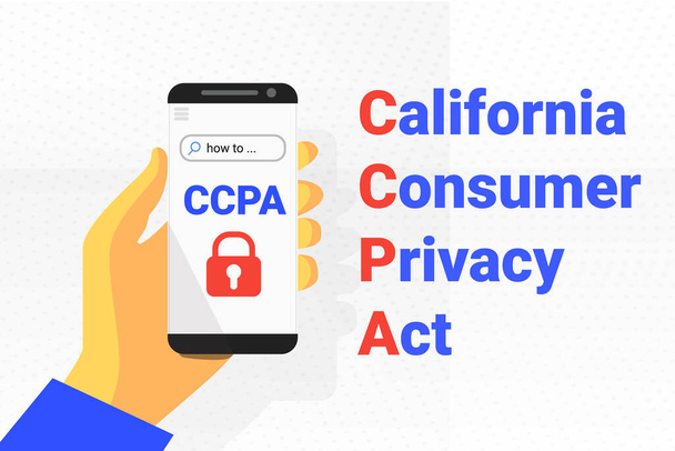 CCPA - California Consumer Privacy Act. fond vectoriel. Protection des consommateurs pour les résidents de Californie, États-Unis. USA sécurité des données
. - Vecteur, image