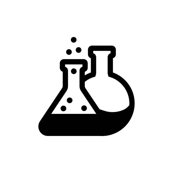 フラスコベクトルアイコン、白地に隔離された実験室試験管のシンボル。化学ビーカー、医療機器、エルレンマイヤーのロゴ - ベクター画像