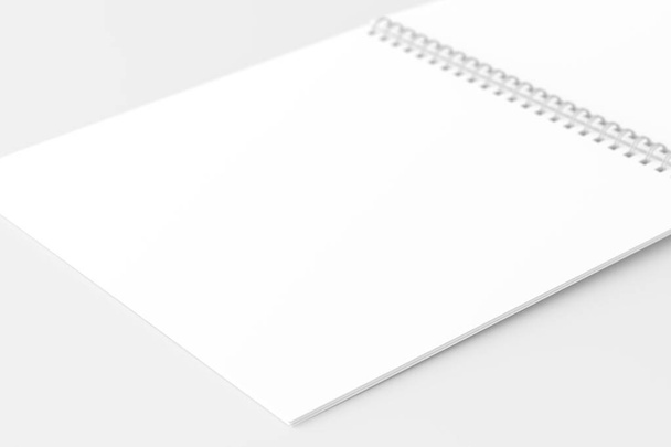 Notatnik spiralny kwadratowy Biały Blank 3d Rendering Mockup - Zdjęcie, obraz