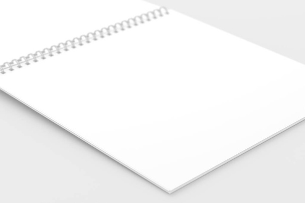 Bloco de notas em espiral quadrado Branco em branco 3D renderização Mockup
 - Foto, Imagem