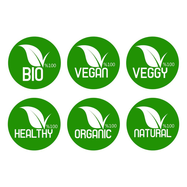 vegan icon set on white background - Vector, Image