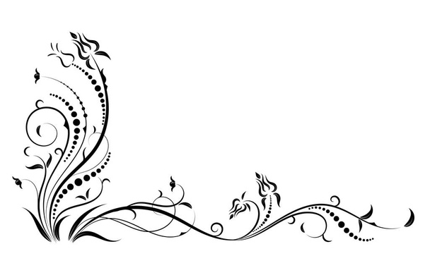 Floral elements design, luxury ornamental graphic element border, swirls flowers,foliage swirl decorative design for page decoration cards, wedding, banner, logos, frames, labels, cafes, boutiques - Vector, Imagen