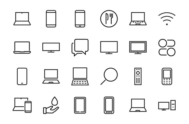 set of smart devices and gadgets, computer hardware and electronics. Electronic device icons for web and mobile vector lines. Editable stroke. 480x480 pixels - Vector, Image