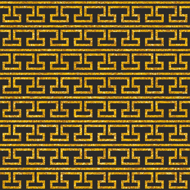 タイル装飾床金とダークグレーのタイルギリシャのパターンやシームレスな背景 - ベクター画像