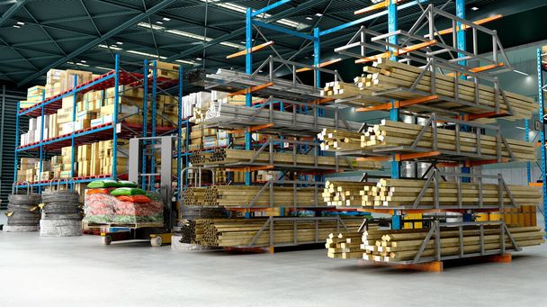 Hangar delivery warehouse 3d render image - Foto, afbeelding