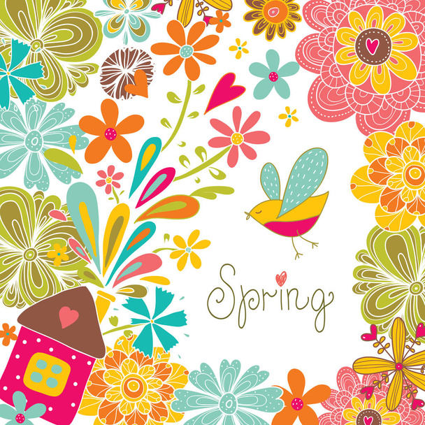 Fondo floral, tema de primavera, tarjeta de felicitación
. - Vector, Imagen