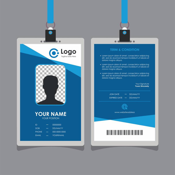 Diseño simple de tarjeta de identificación azul geométrica abstracta, vector de plantilla de tarjeta de identidad profesional para empleados y otros
 - Vector, imagen