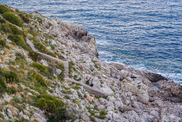 Rocky coast of Zafferano headland in Santa Flavia commune on the Sicily Island, Italy - Valokuva, kuva