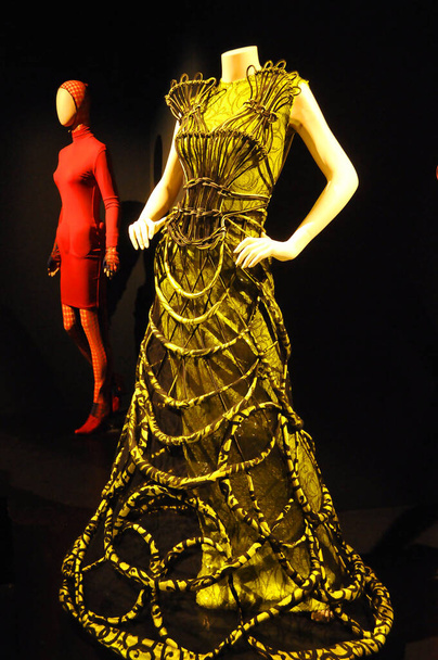 MONTREAL, CANADA - SEPTEMBER 24: Jean Paul Gaultier 'Urban jungle' oufits, from the "Sidewalk to the Catwalk" exhibit from June 17 to October 2, 2011 on September 24, 2011, Montreal, Canada  - Photo, image