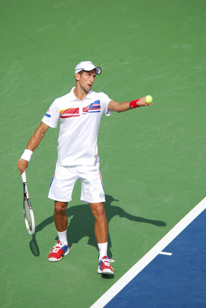 MONTREAL - AUGUST 7: Novak Djokovic on court of Montreal Rogers Cup on August 7, 2011 in Montreal, Canada.Novak Djokovic is a Serbian professional tennis player who is ranked the World No. 1 - Valokuva, kuva