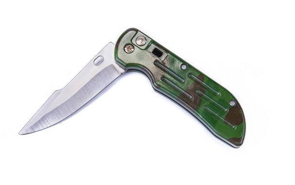 Canivete ou faca de bolso do exército no fundo branco
 - Foto, Imagem