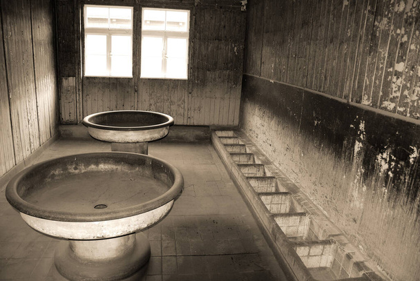 Banyo, Sachsenhausen-Oranienburg, Nazi toplama kampı Oranienburg, Almanya - Fotoğraf, Görsel