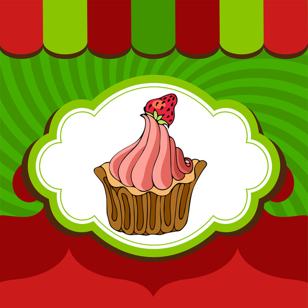 クリスマスの休日のカップケーキ ベーカリー ラベル - ベクター画像