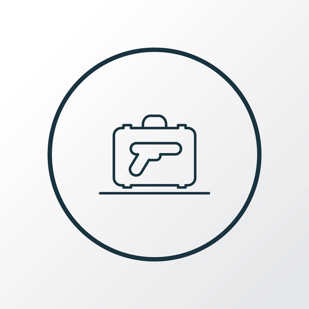 Luggage with gun icon line symbol. Premium quality isolated weapon element in trendy style. - Vector, Image