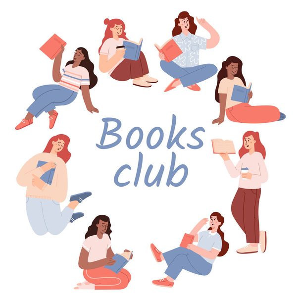 Book fair, reading club, world book day concept - Διάνυσμα, εικόνα