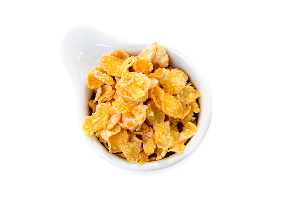 cornflakes in witte kom - Foto, afbeelding