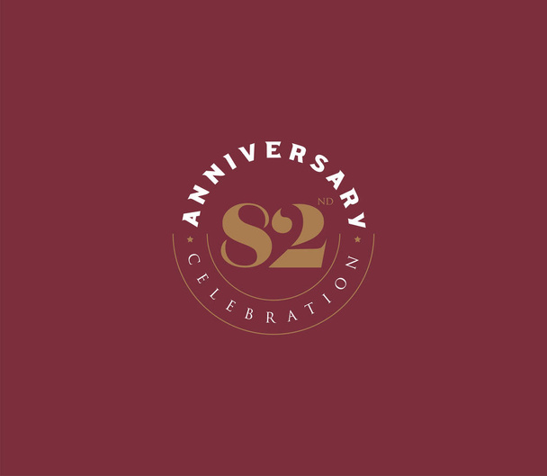 Yıl dönümü logosu 82 simgesi, geometrik kurumsal kimlik, vektör illüstrasyonu - Vektör, Görsel