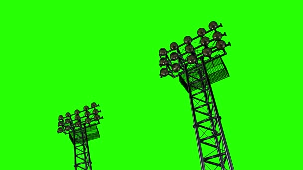 Osvětlovací stojan s reflektory pro fotbalové stadiony a další prostory. 3D vykreslování - Záběry, video