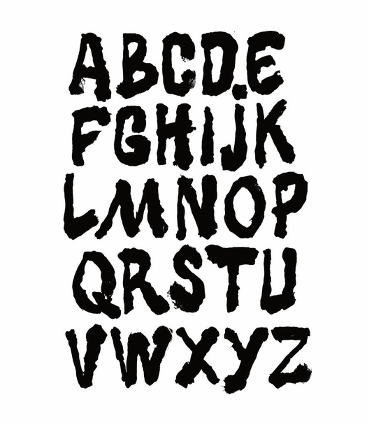 Ink brush calligraphy font. Vector alphabet - Διάνυσμα, εικόνα