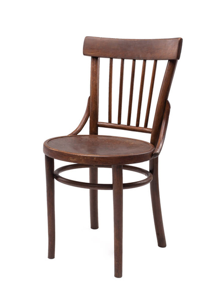 dřevěná židle se zády na bílém pozadí. - Fotografie, Obrázek