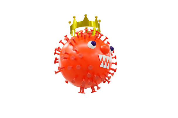Virus Toon corona, visualizzazione della malattia dei batteri pericolosi Coronaviridae trattamento medico. Isolato su uno sfondo bianco. Rendering 3D foto-realistico
. - Foto, immagini