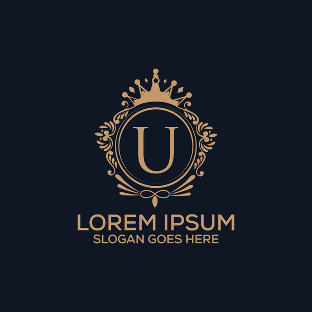 Decorative luxury U letter logo design template vector eps - Διάνυσμα, εικόνα