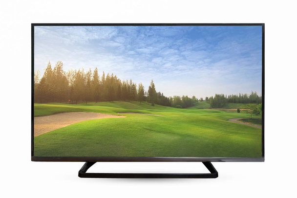 Televizní monitor v přírodě pohled izolované na bílém pozadí. s oříznutou cestou - Fotografie, Obrázek