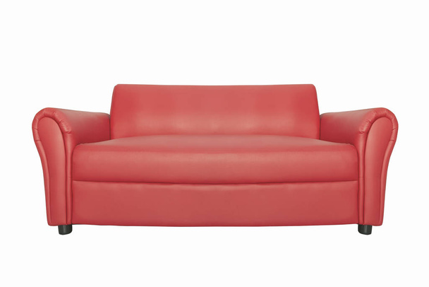 Czerwona luksusowa sofa do nowoczesnego salonu odizolowane białe tło. ze ścieżką wycinania - Zdjęcie, obraz