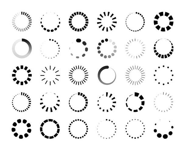 Kulatý pruh průběhu. Circle loader and countdown icon for web and application ui, round infographic element. Indikátor čekání vektoru nastaven - Vektor, obrázek