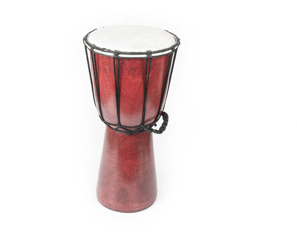 Handmade Djembe drum on the white background - Foto, afbeelding