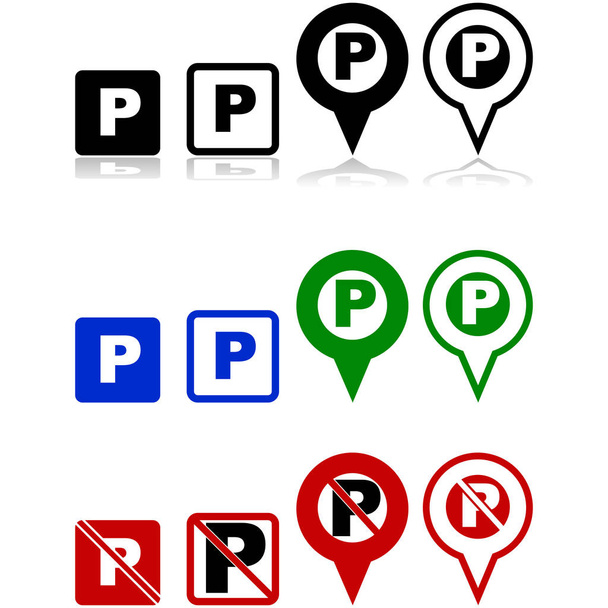 Стоянки и иконки для мобильных приложений и карт
 - Вектор,изображение
