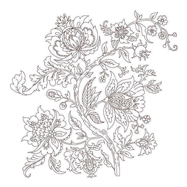 Fancy decorative floral vector branch lineart - Vector, imagen
