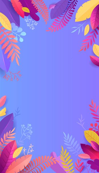 Spring and summer Leaf and Flowers Vertical Banner. - 写真・画像