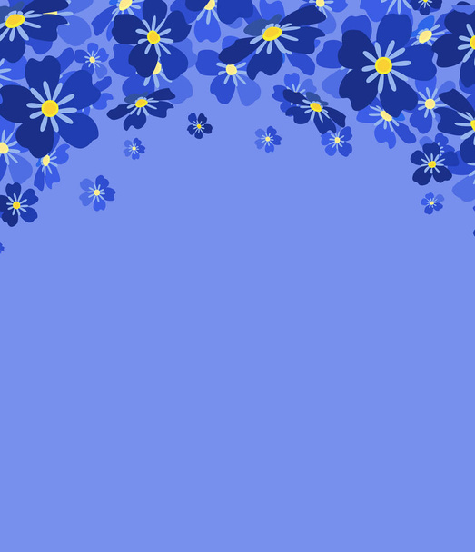 Vector illustration blue flowers. Branch of blue forget-me-not flowers - Vector, Image