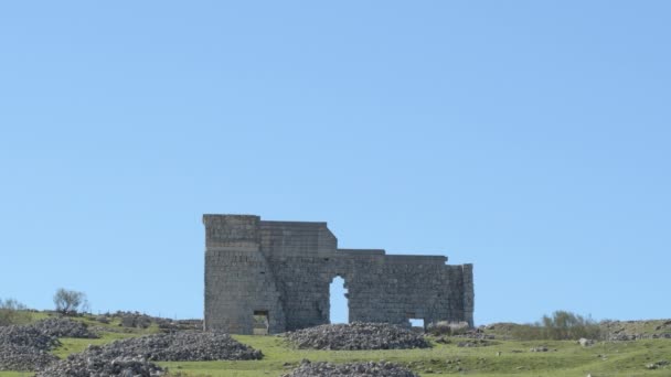 Oude ruïnes van het Romeinse theater van Acinipo in Ronda, Malaga, Spanje - Video