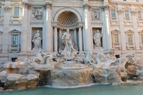 fountain of TREVI in Rome in Italy without people and big statues - Photo, Image