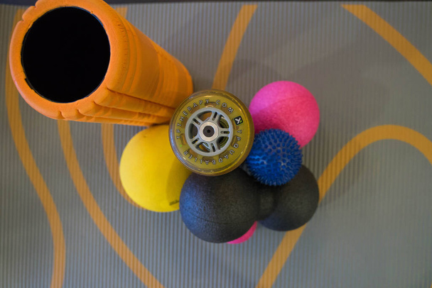 Pilates round multi-colored sports equipment - Fotó, kép
