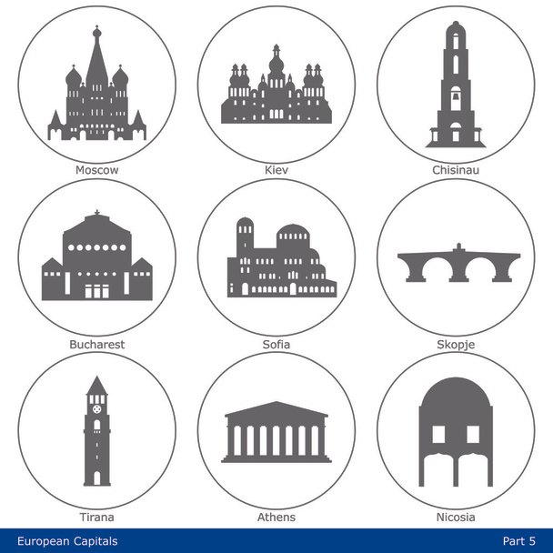 Europäische Hauptstädte - Symbolset (Teil 5)) - Vektor, Bild